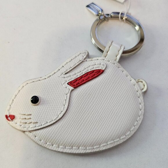 Coach Leather Rabbit Key Chain Fob Bunny White - Picture 3 of 3